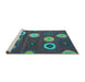 Sideview of Machine Washable Abstract Turquoise Contemporary Area Rugs, wshcon2783turq