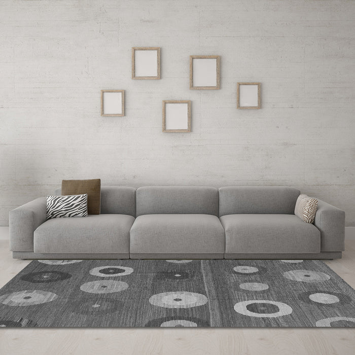 Machine Washable Abstract Gray Contemporary Rug in a Living Room,, wshcon2783gry