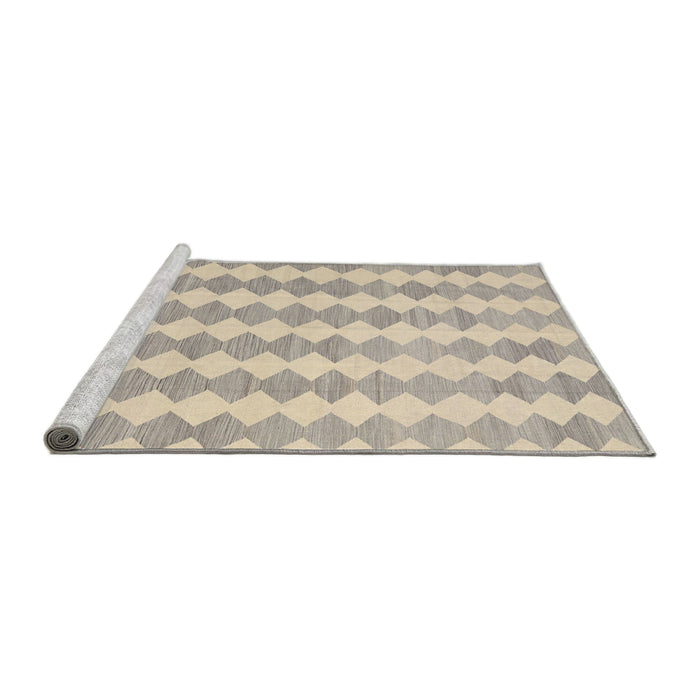 Serging Thickness of Machine Washable Contemporary Deep Peach Orange Rug, wshcon2784