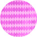 Round Machine Washable Abstract Pink Contemporary Rug, wshcon2784pnk