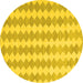 Round Abstract Yellow Contemporary Rug, con2784yw