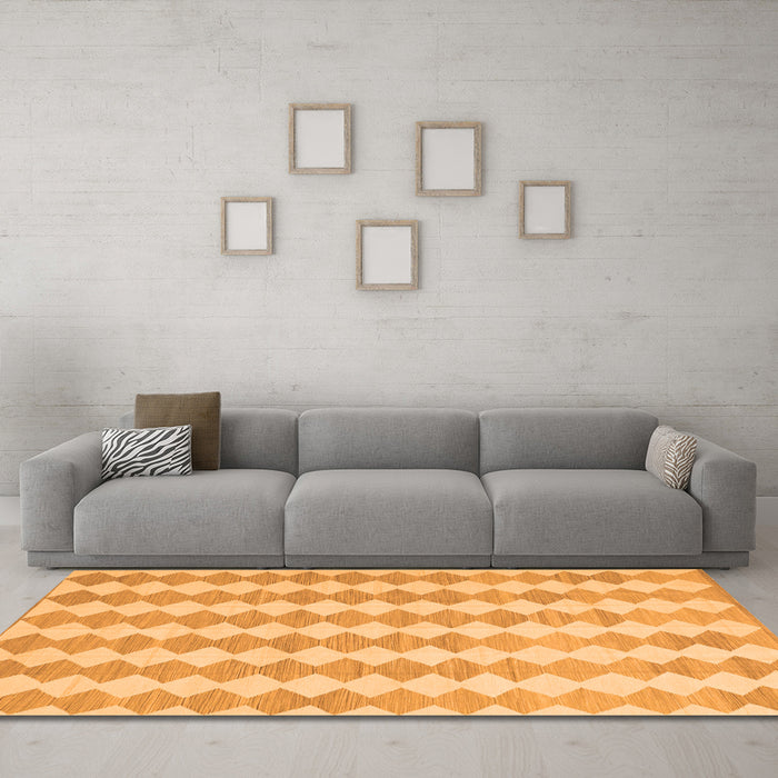 Machine Washable Abstract Orange Contemporary Area Rugs in a Living Room, wshcon2784org