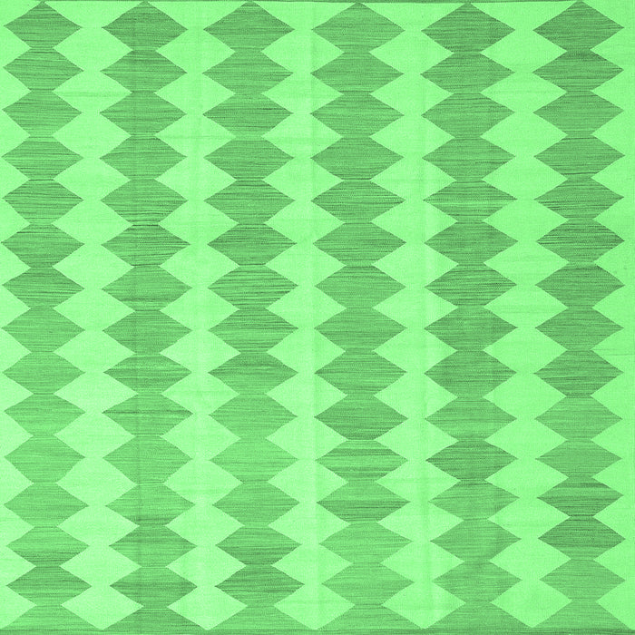 Square Machine Washable Abstract Emerald Green Contemporary Area Rugs, wshcon2784emgrn