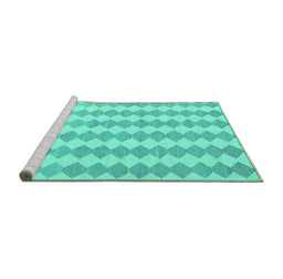 Sideview of Machine Washable Abstract Turquoise Contemporary Area Rugs, wshcon2784turq