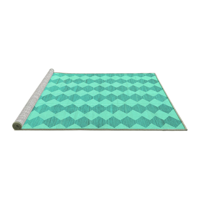 Sideview of Machine Washable Abstract Turquoise Contemporary Area Rugs, wshcon2784turq