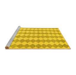Sideview of Machine Washable Abstract Yellow Contemporary Rug, wshcon2784yw