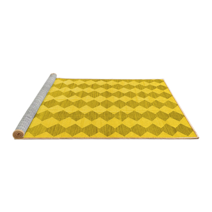 Sideview of Machine Washable Abstract Yellow Contemporary Rug, wshcon2784yw