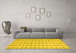 Machine Washable Abstract Yellow Contemporary Rug in a Living Room, wshcon2784yw