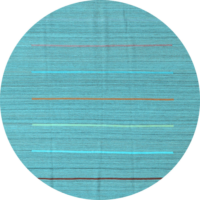 Round Abstract Light Blue Contemporary Rug, con2785lblu