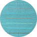 Round Abstract Light Blue Contemporary Rug, con2785lblu