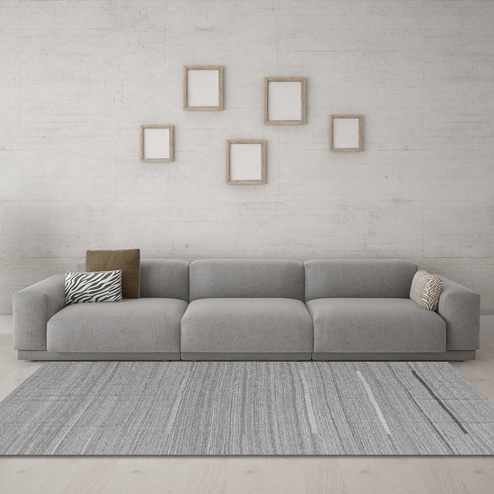 Machine Washable Abstract Gray Contemporary Rug in a Living Room,, wshcon2785gry