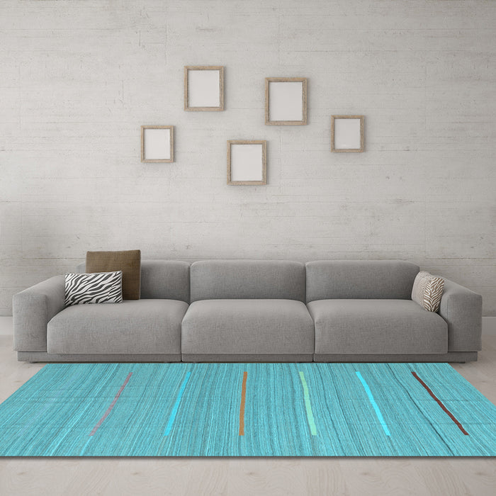 Machine Washable Abstract Light Blue Contemporary Rug in a Living Room, wshcon2785lblu