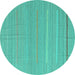 Round Machine Washable Abstract Turquoise Contemporary Area Rugs, wshcon2785turq