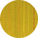 Round Machine Washable Abstract Yellow Contemporary Rug, wshcon2785yw