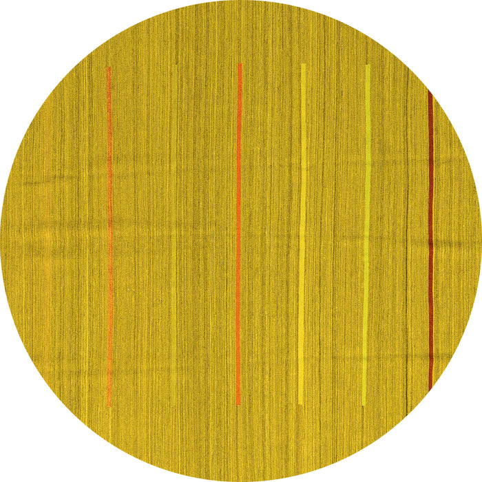 Round Abstract Yellow Contemporary Rug, con2785yw