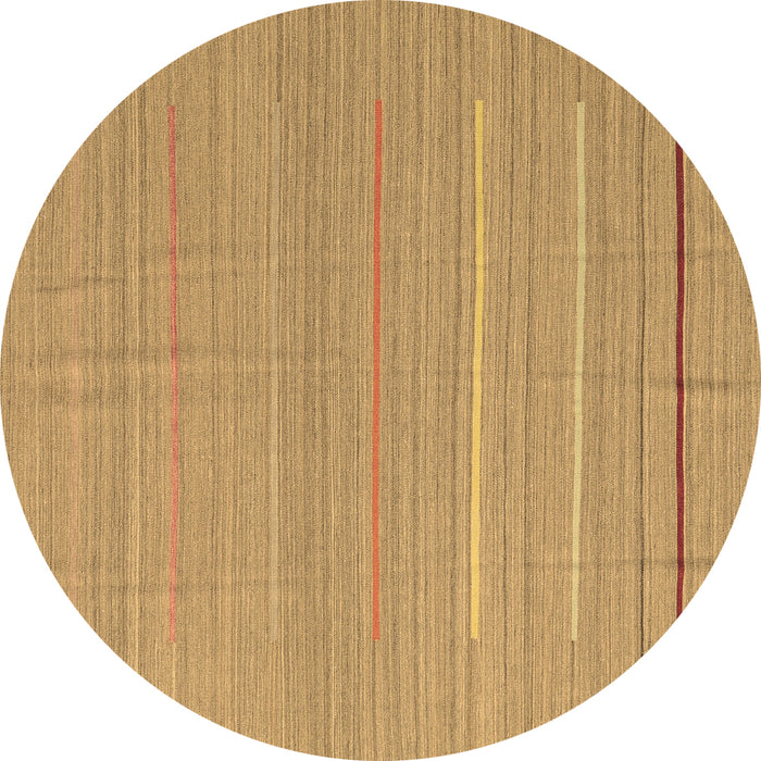 Round Abstract Brown Contemporary Rug, con2785brn