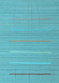 Abstract Light Blue Contemporary Rug, con2785lblu