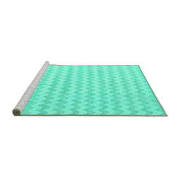Sideview of Machine Washable Solid Turquoise Modern Area Rugs, wshcon2786turq