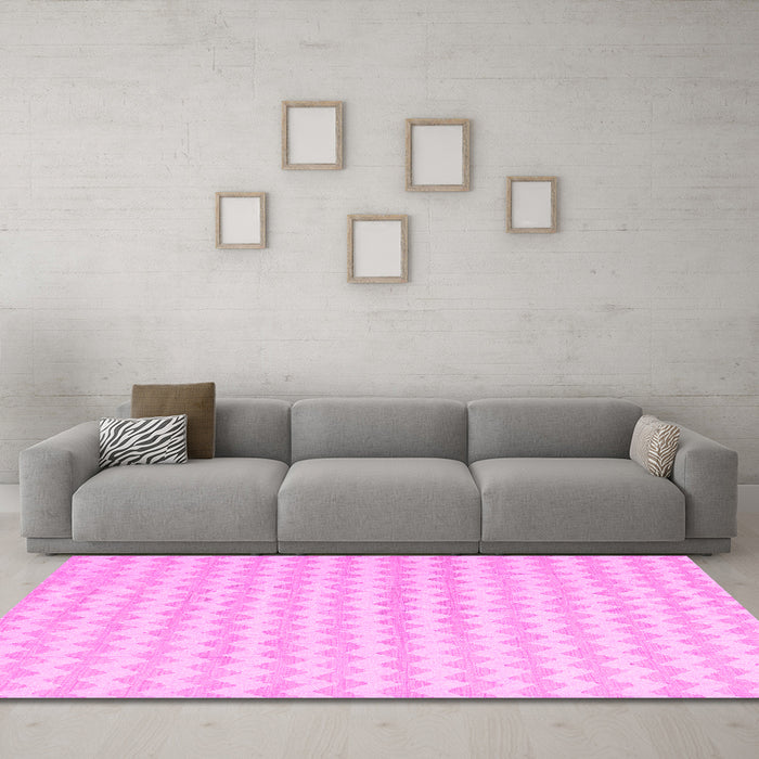 Machine Washable Solid Pink Modern Rug in a Living Room, wshcon2786pnk
