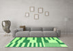 Machine Washable Abstract Green Contemporary Area Rugs in a Living Room,, wshcon2787grn