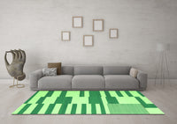 Machine Washable Abstract Green Contemporary Rug, wshcon2787grn