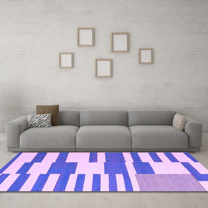 Machine Washable Abstract Purple Contemporary Area Rugs in a Living Room, wshcon2787pur