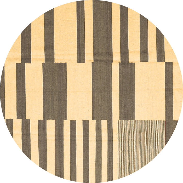 Round Abstract Brown Contemporary Rug, con2787brn