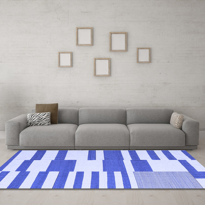 Machine Washable Abstract Blue Contemporary Rug in a Living Room, wshcon2787blu
