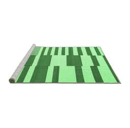 Sideview of Machine Washable Abstract Emerald Green Contemporary Area Rugs, wshcon2787emgrn