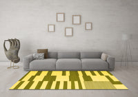 Machine Washable Abstract Yellow Contemporary Rug, wshcon2787yw