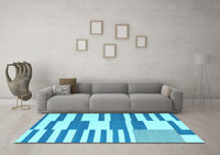 Machine Washable Abstract Light Blue Contemporary Rug, wshcon2787lblu