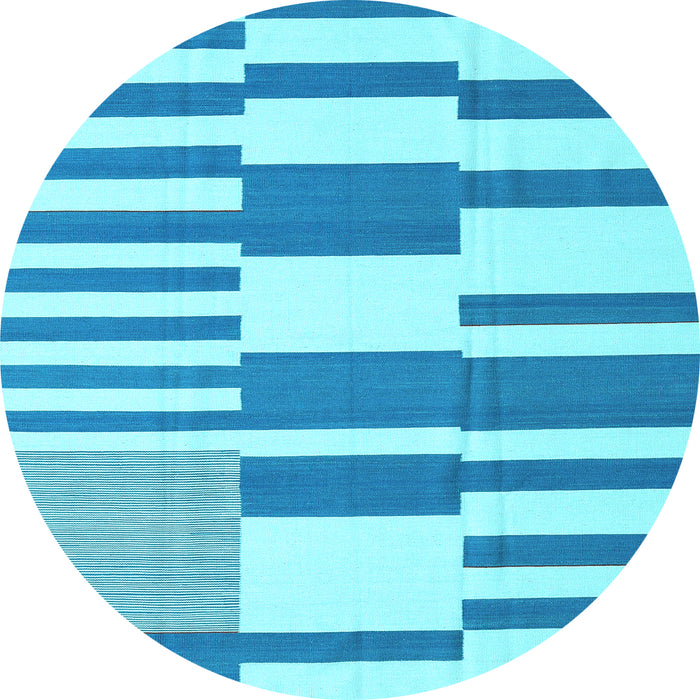 Round Abstract Light Blue Contemporary Rug, con2787lblu