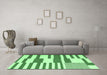 Machine Washable Abstract Emerald Green Contemporary Area Rugs in a Living Room,, wshcon2787emgrn