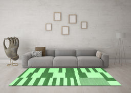 Machine Washable Abstract Emerald Green Contemporary Area Rugs in a Living Room,, wshcon2787emgrn