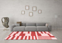 Machine Washable Abstract Red Contemporary Rug, wshcon2787red