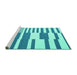 Sideview of Machine Washable Abstract Turquoise Contemporary Area Rugs, wshcon2787turq