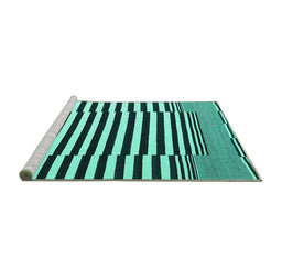 Sideview of Machine Washable Abstract Turquoise Contemporary Area Rugs, wshcon2788turq