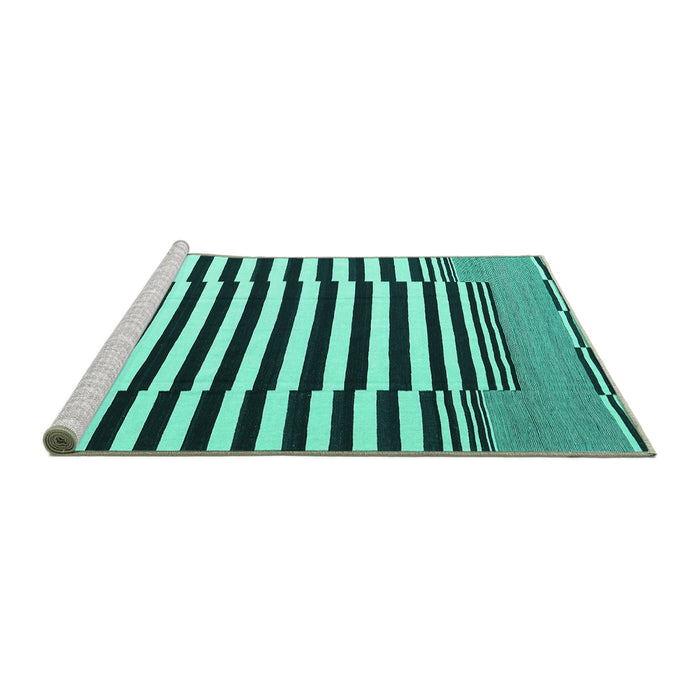 Sideview of Machine Washable Abstract Turquoise Contemporary Area Rugs, wshcon2788turq