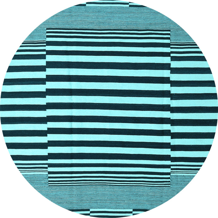 Round Abstract Light Blue Contemporary Rug, con2788lblu