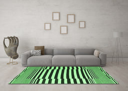 Machine Washable Abstract Emerald Green Contemporary Area Rugs in a Living Room,, wshcon2788emgrn