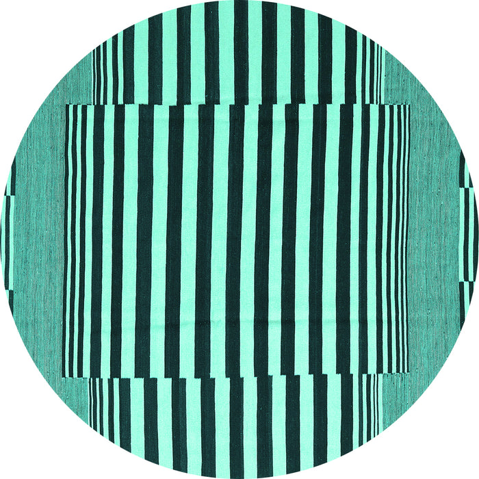 Round Abstract Turquoise Contemporary Rug, con2788turq
