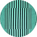 Round Machine Washable Abstract Turquoise Contemporary Area Rugs, wshcon2788turq