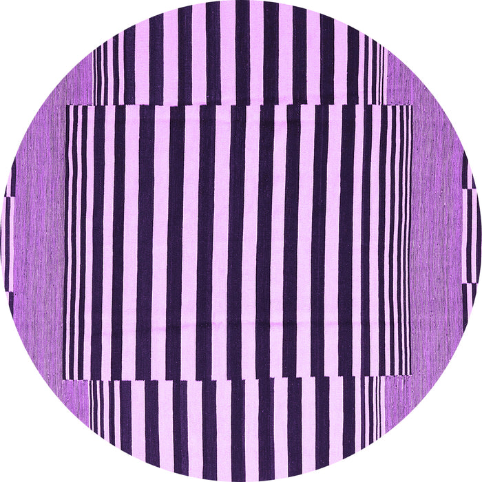 Round Abstract Purple Contemporary Rug, con2788pur
