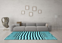 Machine Washable Abstract Light Blue Contemporary Rug, wshcon2788lblu