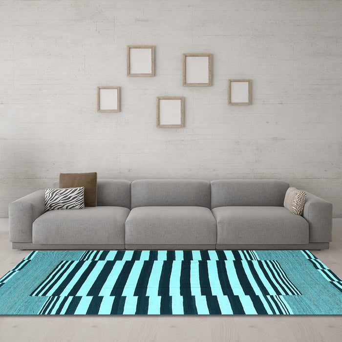 Machine Washable Abstract Light Blue Contemporary Rug in a Living Room, wshcon2788lblu