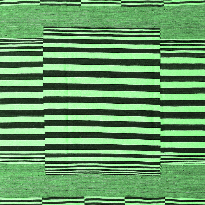 Square Machine Washable Abstract Emerald Green Contemporary Area Rugs, wshcon2788emgrn