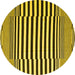 Round Machine Washable Abstract Yellow Contemporary Rug, wshcon2788yw