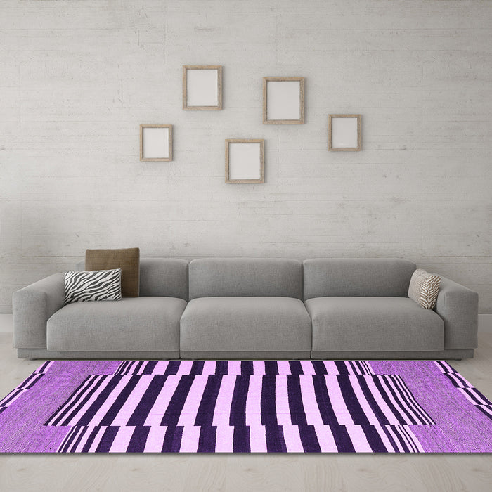 Machine Washable Abstract Purple Contemporary Area Rugs in a Living Room, wshcon2788pur