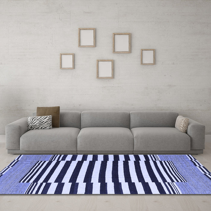Machine Washable Abstract Blue Contemporary Rug in a Living Room, wshcon2788blu
