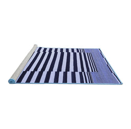 Sideview of Machine Washable Abstract Blue Contemporary Rug, wshcon2788blu